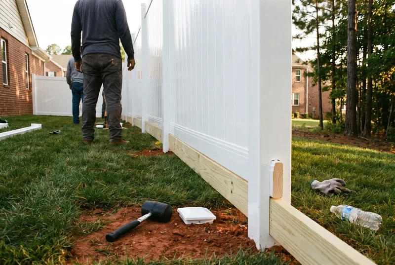 White vinyl privacy fence (sample photo)